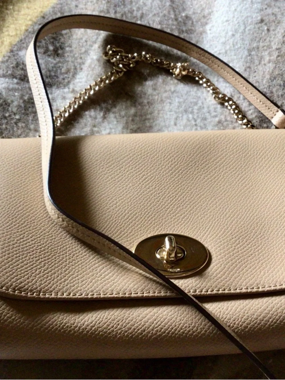 COACH / Beige Mini Ruby Leather Crossbody Bag with Gold Chain & Leather Strap - Picture 14 of 14